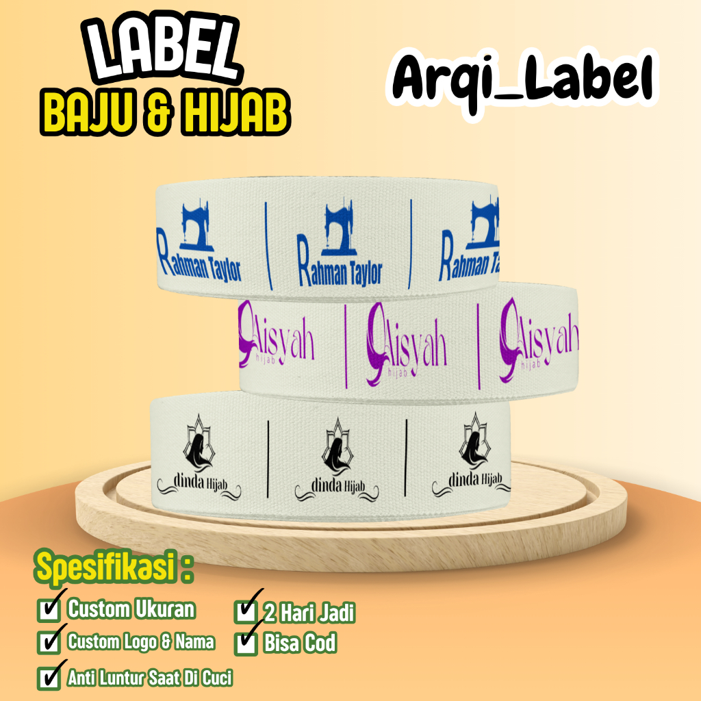 

Label Pita Katun Lembut Baju Hijab Custom Nama Logo Merk Piterban Masker Kerudung Tas Boneka Bantal Woven