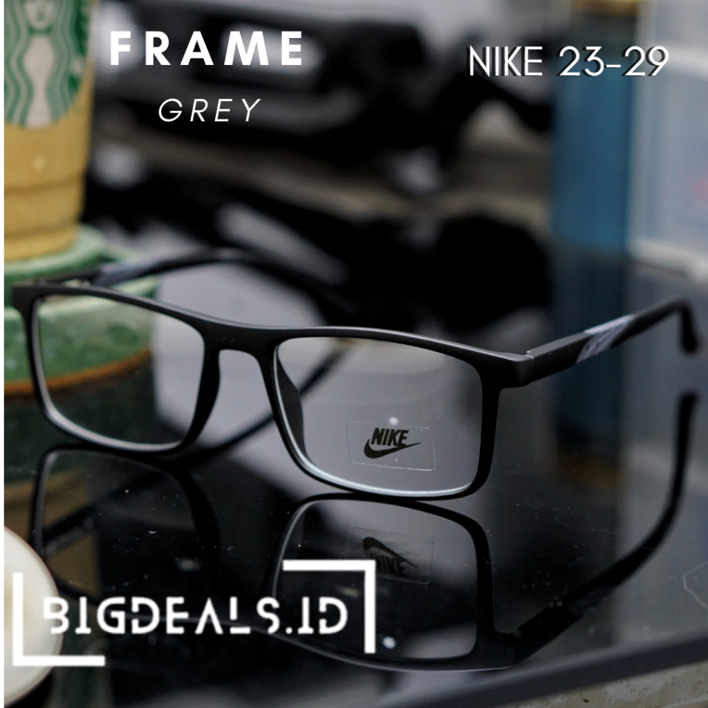Nike 23-29 Lentur Unisex Pria Kotak Square Free Box Frame Kacamata Tangkai Ada Per