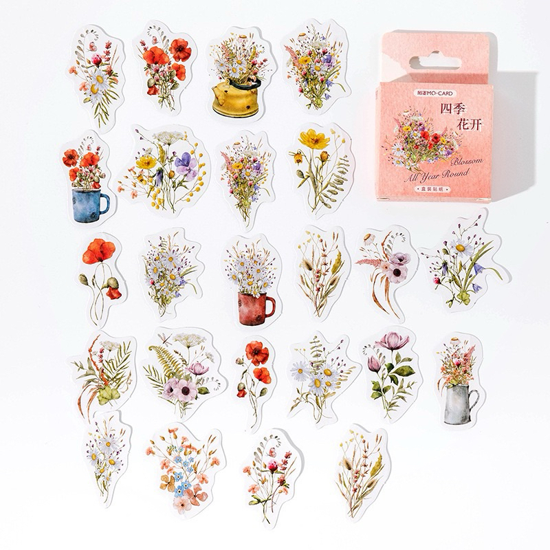 

[MIUKIEE] 46 Pcs BLOSSOM ALL YOUR ROUND Sticker Deco for Journaling