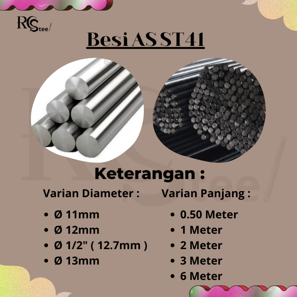 Besi AS ST41 Diameter 11mm x 2 Meter