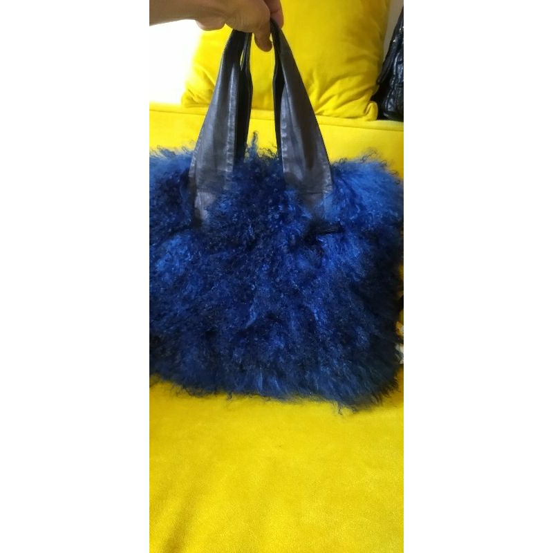 Tas Tangan Cewek Kulit Asli mix Bulu