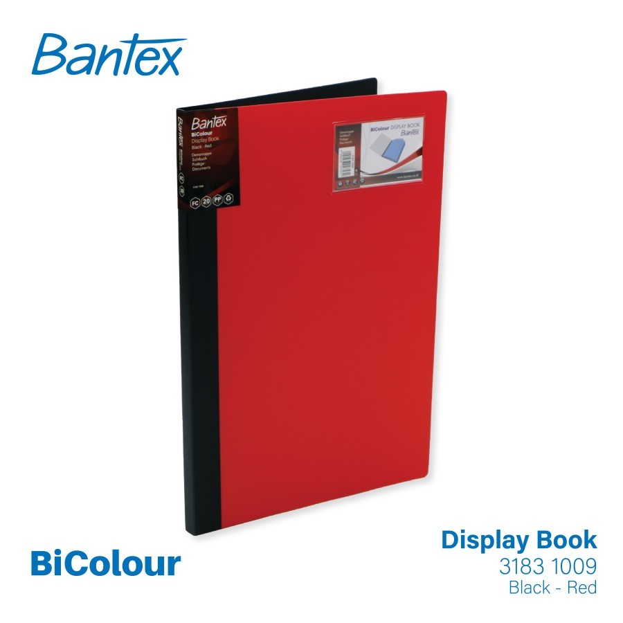 

Bantex Clear Holder Folio F4 20 Pocket Display Book Bicolor Black-Red