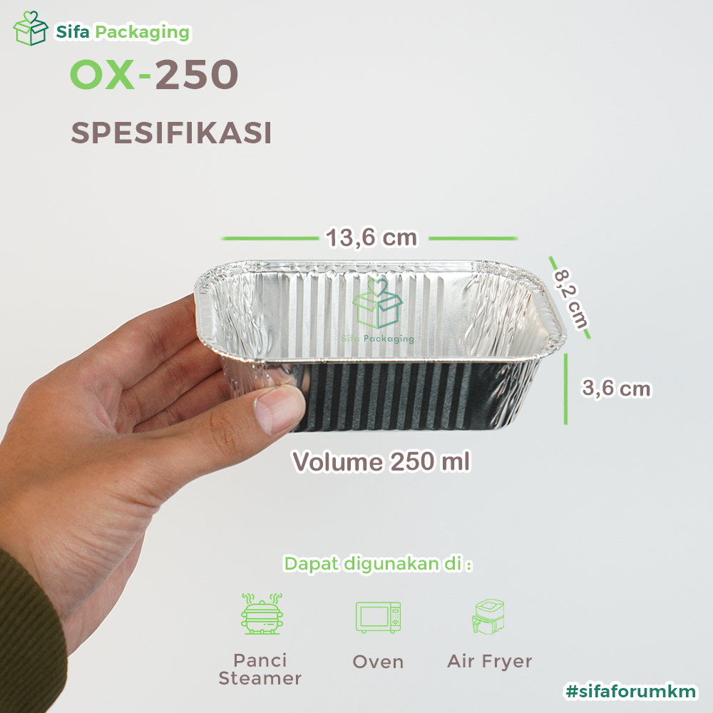 BIG PROMO Alumunium Foil Tray Cup OX 250 Lasagna Macaroni Schotel Dimsum Mentai Klapertart Spaghetti