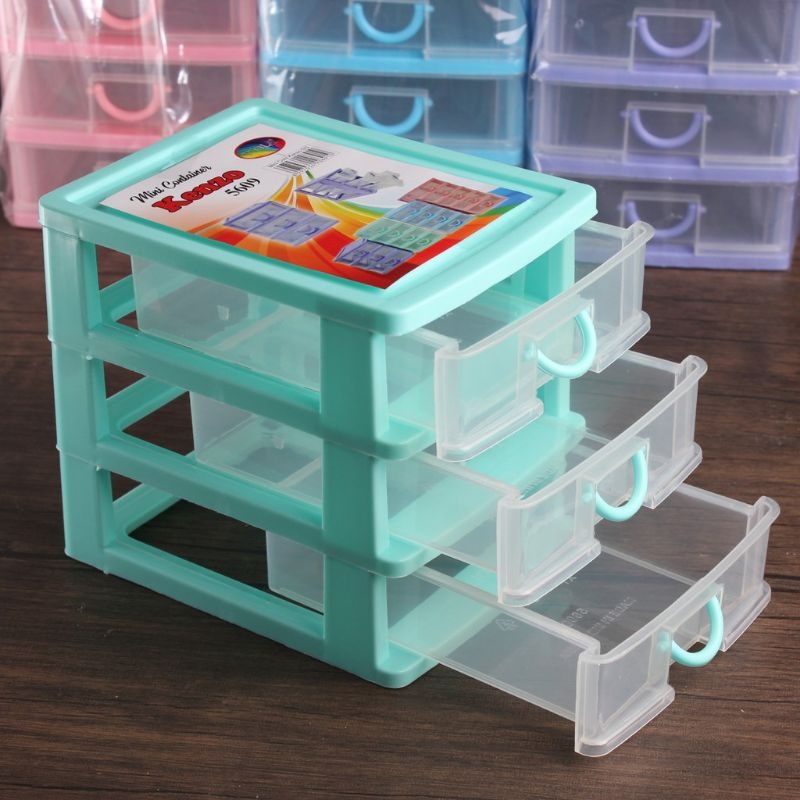 Mini Kontainer KENZO S/3 | Laci mini susun 3 | Rak Penyimpanan Serbaguna susun mini