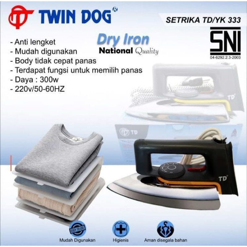 Twin Dog Setrika TD-333 | Setrika Murah
