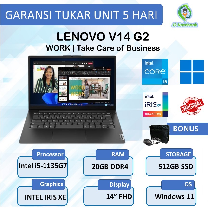 Laptop Lenovo V14 G2 Intel i5-1135G7 20GB 512SSD Win11 Pro