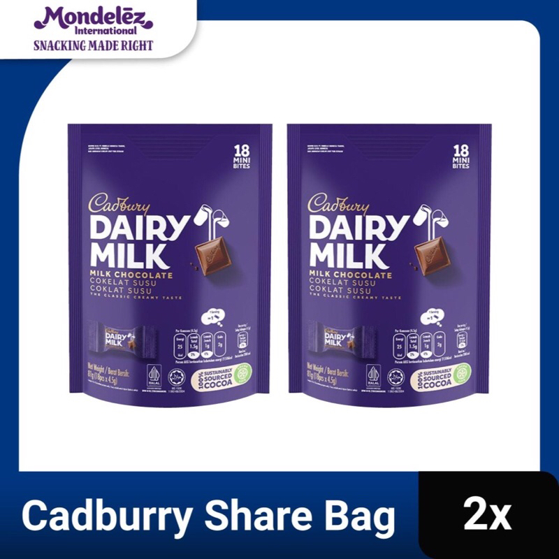 

cadbury dairy milk coklat sharebag isi 18 x 2 exp 2026