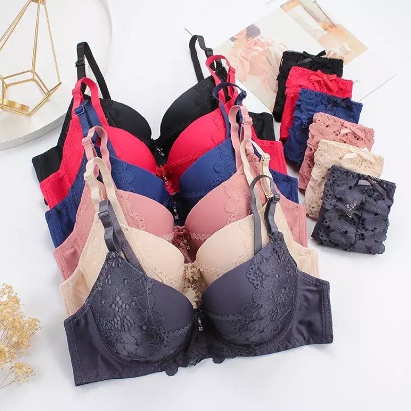 BH Bra Set dengan Push up Motif Renda