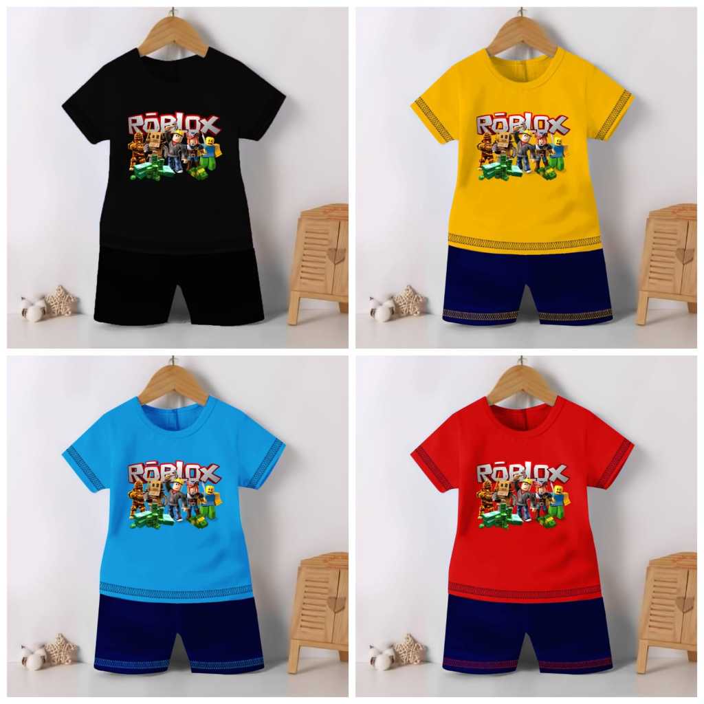 SETELAN KAOS WARNA ANAK LAKI-LAKI DAN PEREMPUAN GAMBAR KARTUN ROBLOX KARAKTER MUSIK | SETELAN BAJU K