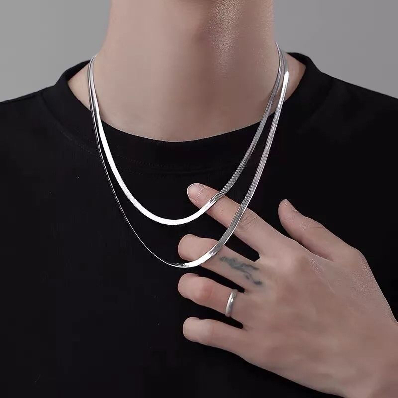 Kalung titanium model belut gepeng ukuran besar terlaris