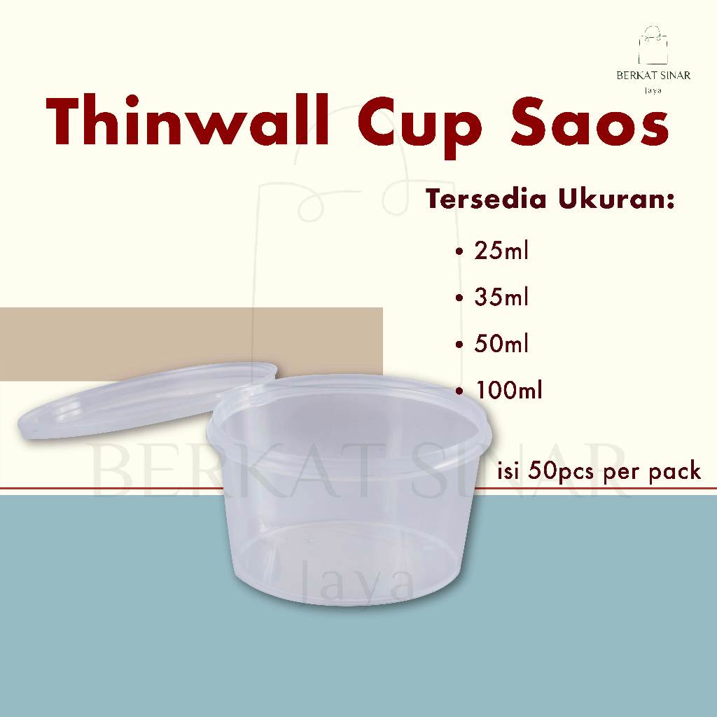 Tempat Saos Plastik 25 35 50 100 ml / Cup Sambal Thinwall Merk DM untuk Saus Sambel Cabe Thinwall kecil Murah
