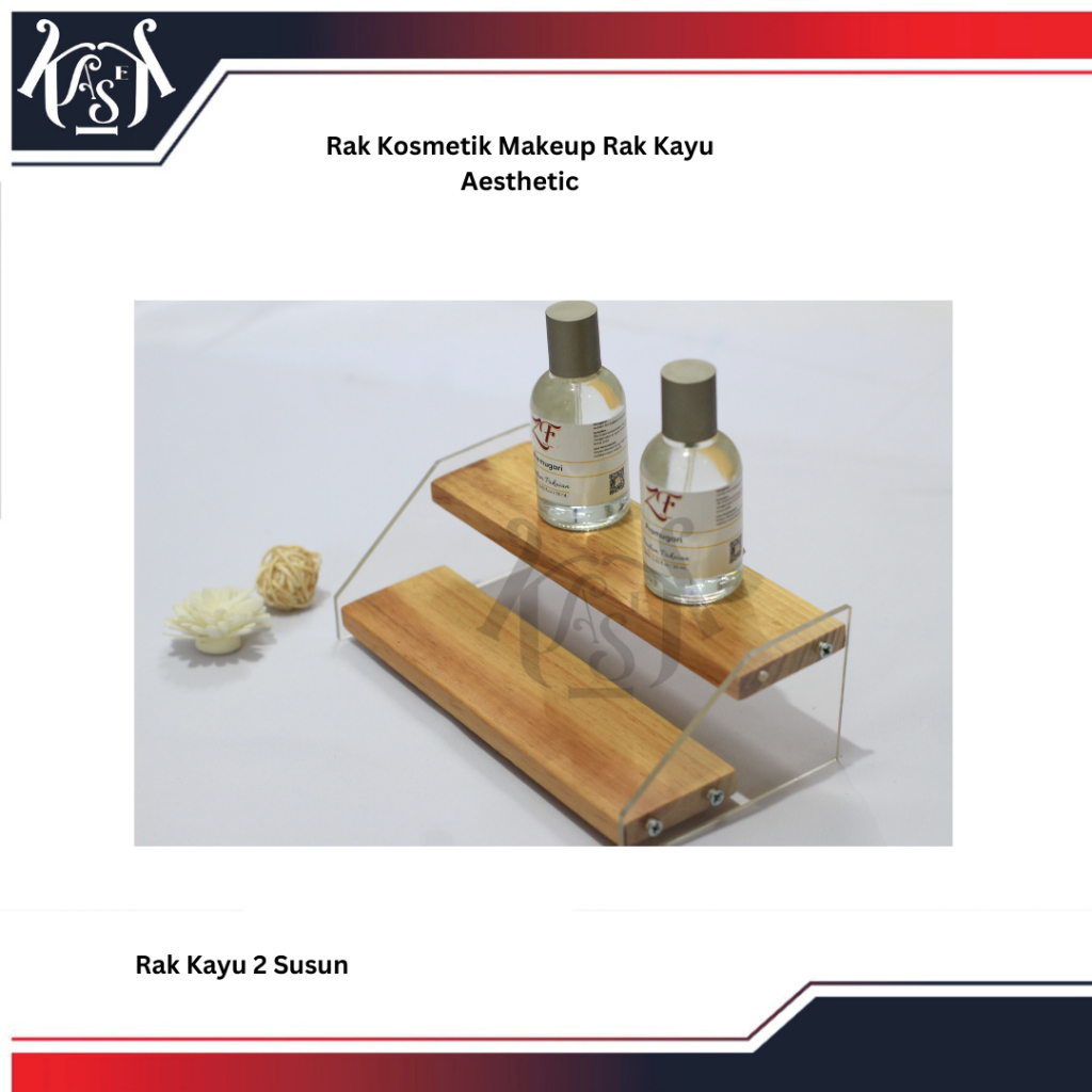 rak kosmetik akrilik / Rak Kosmetik Makeup Rak Kayu Aesthetic / rak kosmetik akrilik