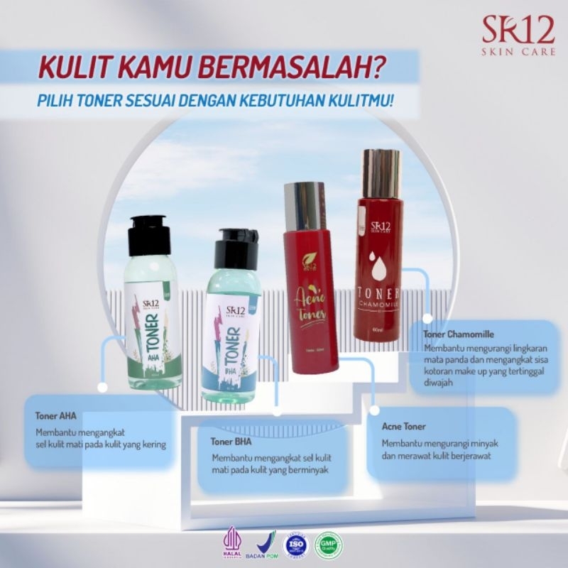 SR12 TONER BHA / TONER AHA / TONER CHAMOMILE / ACNE TONER/ TONER ACNE SR12