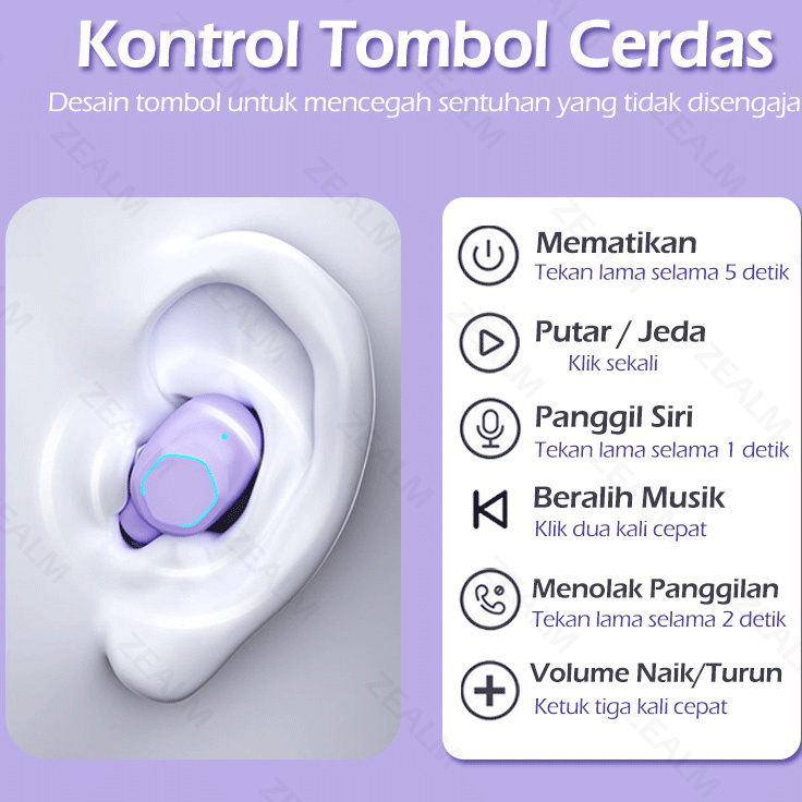 Laris M13 Macaron Headset Bluetooth TWS with Mic Breathing Light Case Led Display Screen Handset Blu