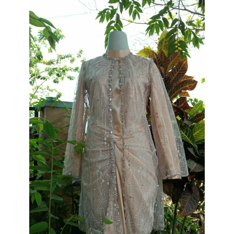 one set rok lilit atasan outer brukat