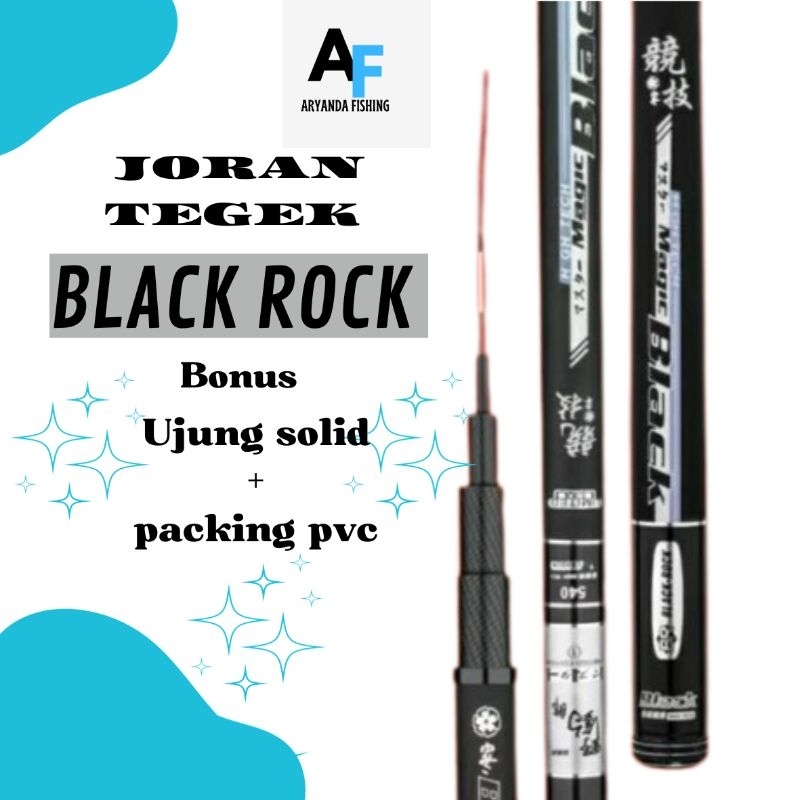 joran tegek black rock kaku ringan bonus ujung solid