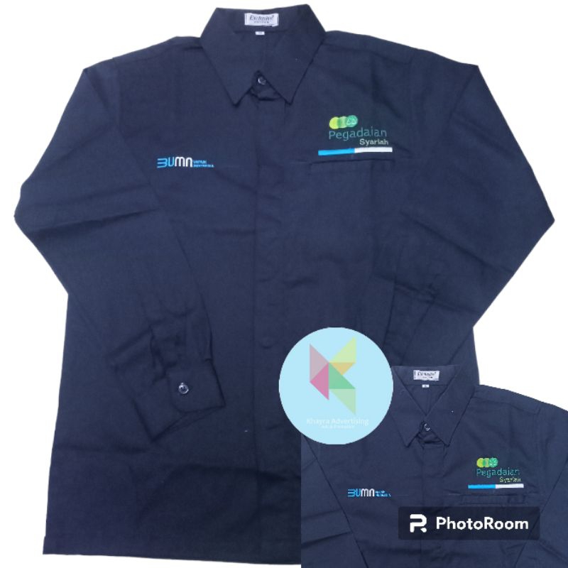 kemeja BUMN pegadaian syariah seragam BUMN pegadaian syariah baju BUMN pegadaian syariah navy lengan
