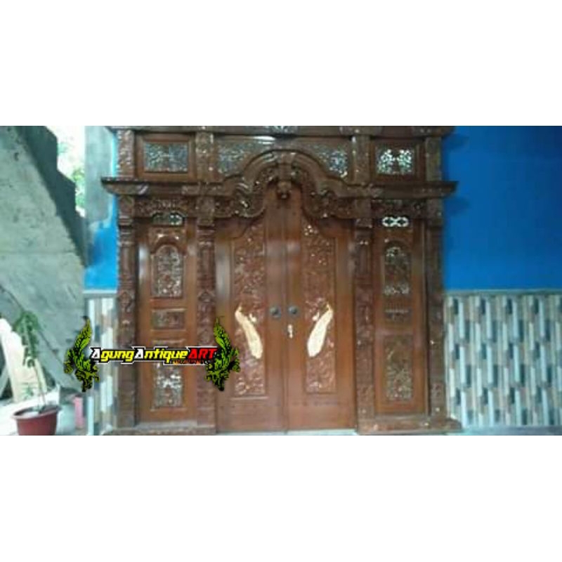 Pintu Gebyok Ukir | Gebyok Pintu Ukir Relief Burung Merak | Gebyok Ukir Relief | Pintu Ukir Burung M