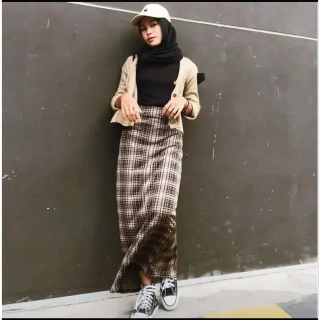 ROK SPAN KOTAK KOTAK PANJANG KOREAN STYLE TERBARU // ROK SPAN ALA OOTD SELEBGRAM KOTAK PANJANG KEKIN
