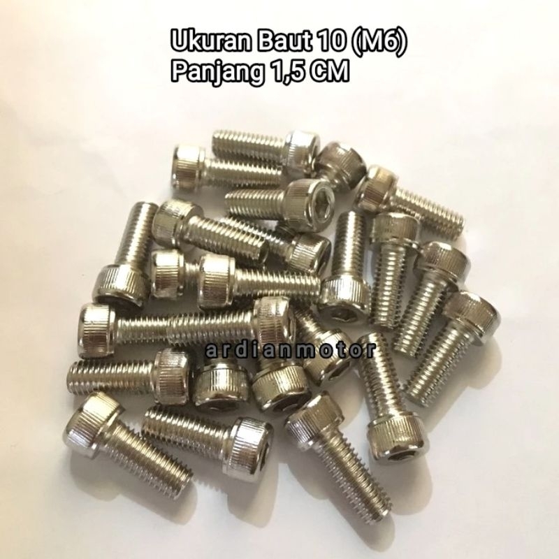 Baut L Nekel 6x15 /baut L stainless 6x15 /Baut Kunci L 10 6x15 m6 panjang 1,5 cm High Quality
