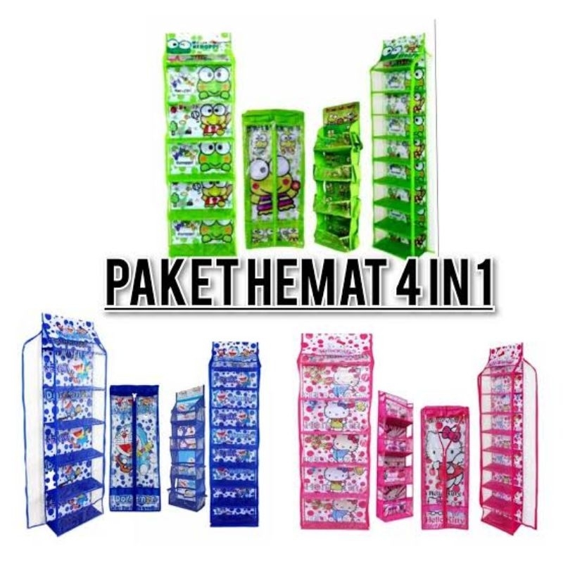 Rak set gantung 4in1 karakter Rak Sepatu Gantung Rak Tas Rak hijab Rak kosmetik