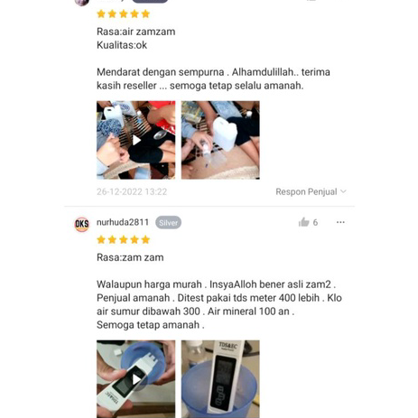 

Terlaku. air zamzam 1 lt 100%asli tidak di campur Harga Promo