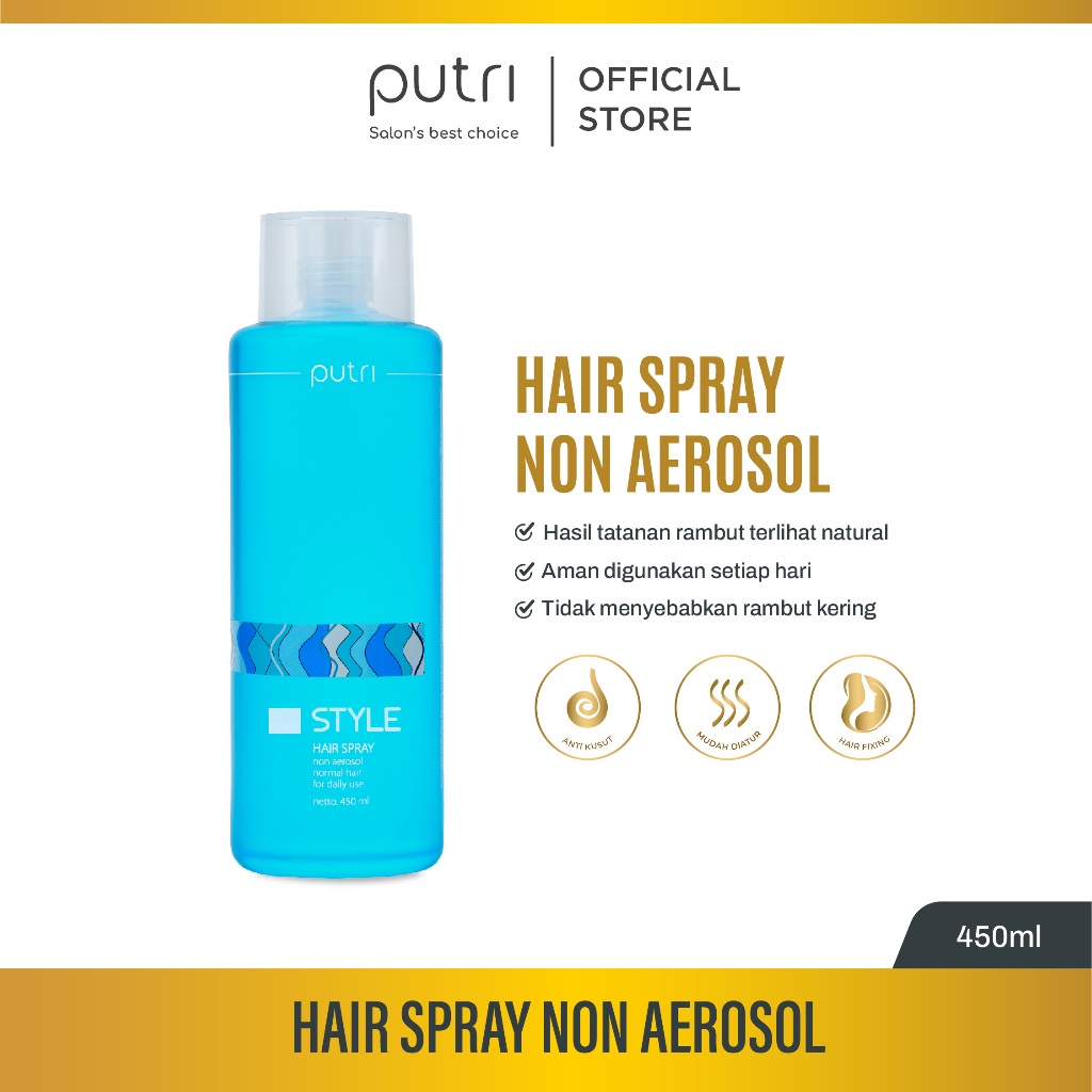 Putri Refill Hair Spray Non-Aerosol 450mL for Daily Use | Styling Rambut Natural & Tahan Lama | Styl