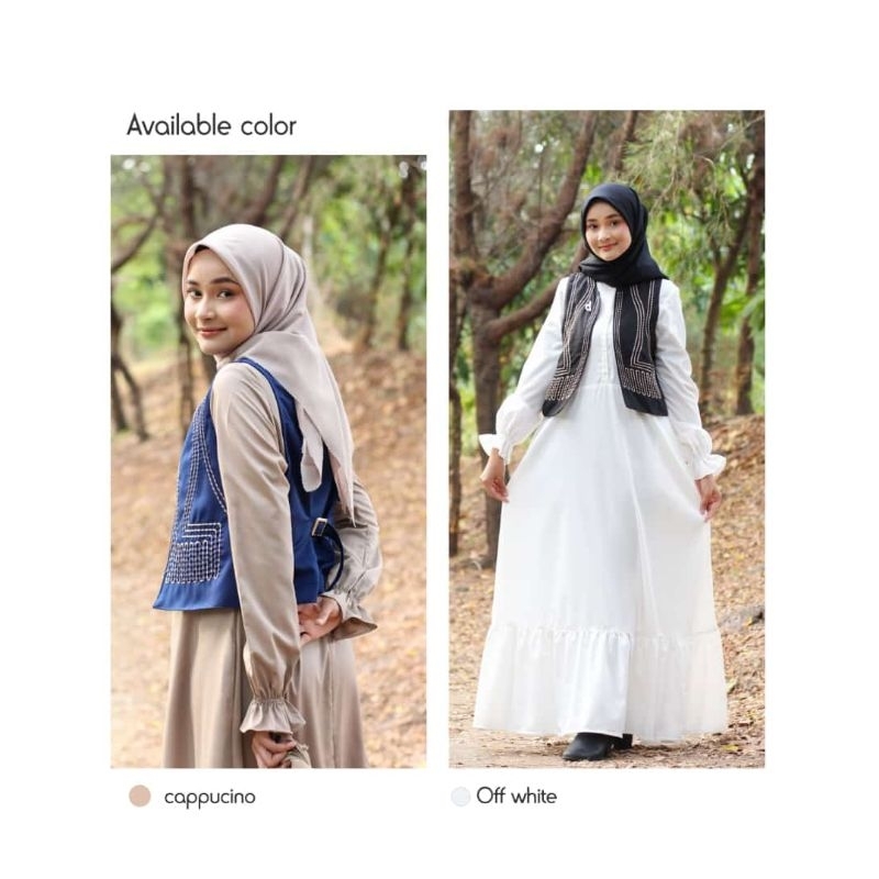 Gamis Dewasa Kekinian DANNIS A230406 Cappuchino - Off White Gamis Putih