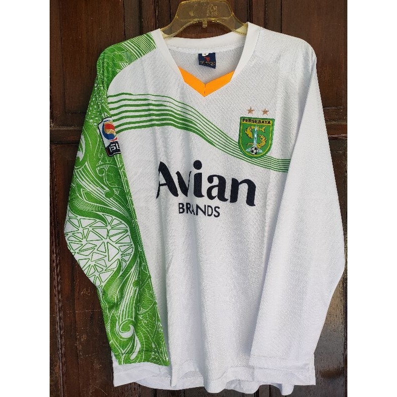 Jersey Persebaya Surabaya lengan panjang lokal multi sport retro putih