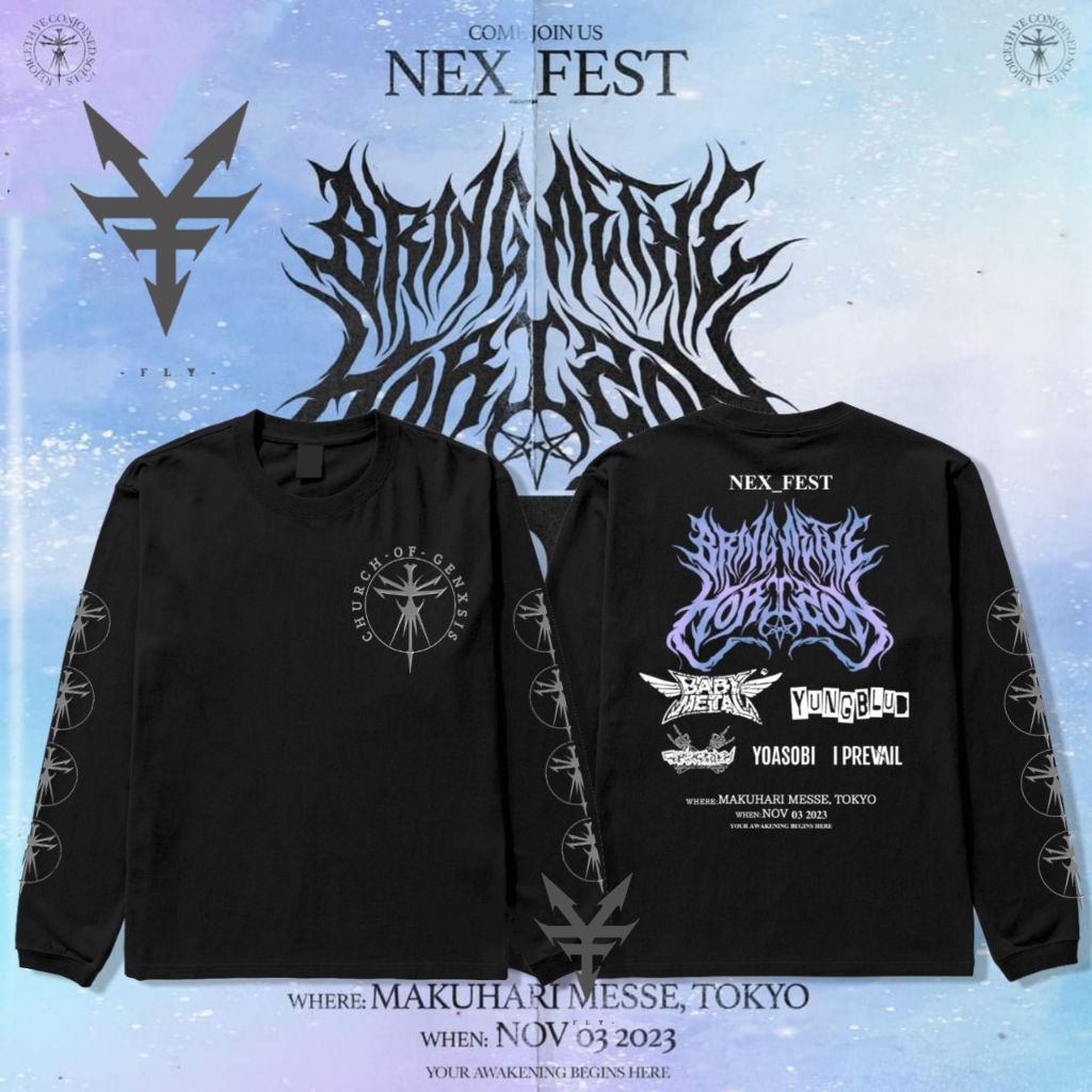 Kaos BMTH | Kaos Lengan Panjang bmth x baby metal nex gen tour japan