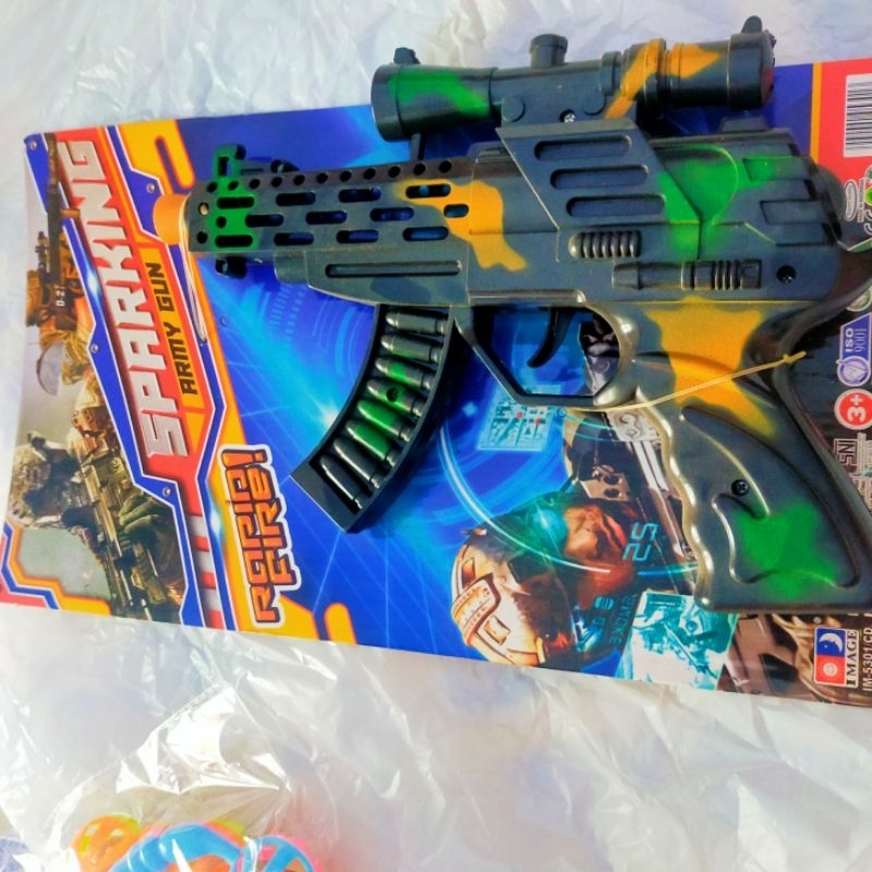 Mainan anak pistol sparking army kretek kretek