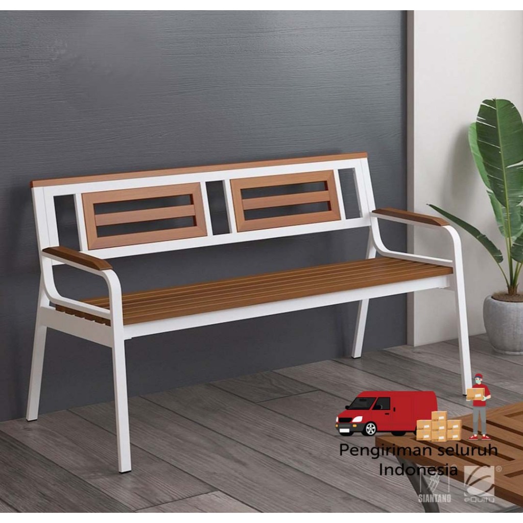 Kursi teras tamu taman besi minimalis panjang 3 dudukan LUAR BANDUNG