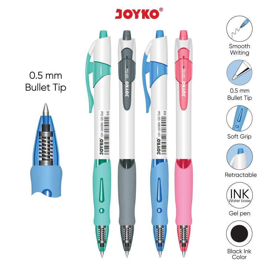 

Gel Pen Pulpen Pena Joyko GP-265BN Q5 Gel 0.5 mm 12 Pcs 1 lusin Selusin