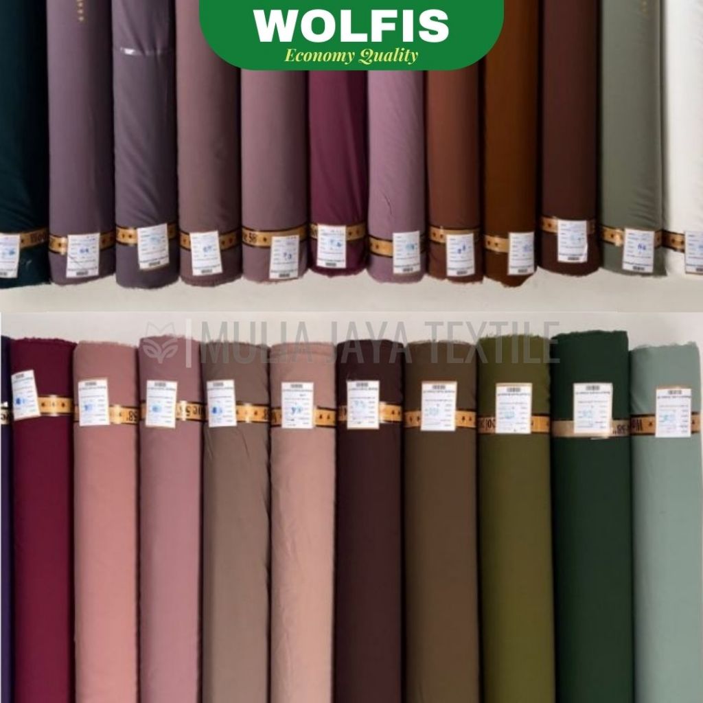 Kain Wolfis Woolpeach Polos Berkualitas Premium Meteran WP