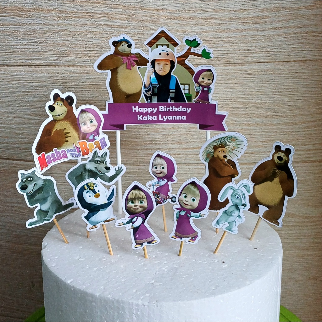 Toper Marsha Custom Foto untuk Hiasan Kue Ulang Tahun / Ultah Anak Karakter (Topper Cake Marsa and T