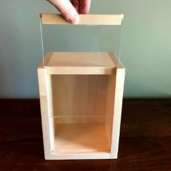 Wooden sliding acrylic box uk dlm 32x25x9cm kayu jati belanda