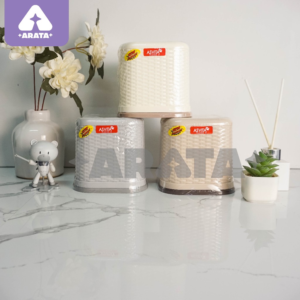 Tempat Tissue Box Plastik Segi Tinggi Rotan TBT 086 Asvita