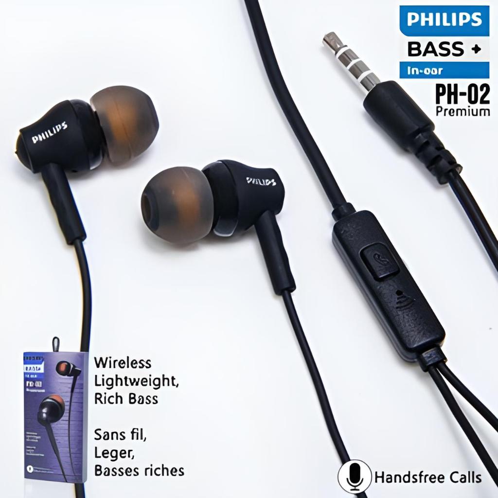 Hf Headset Philips PH-02 Premium Bass + Pack ImportHf Headset Philips PH-02 Premium Bass + Pack Impo