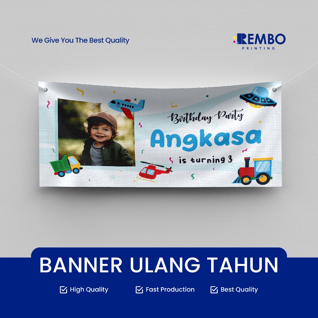BANNER ULANG TAHUN / BACKDROP ULTAH / SPANDUK ULTAH CUSTOM ANAK LAKI - LAKI / BANYAK PILIHAN TEMA & 