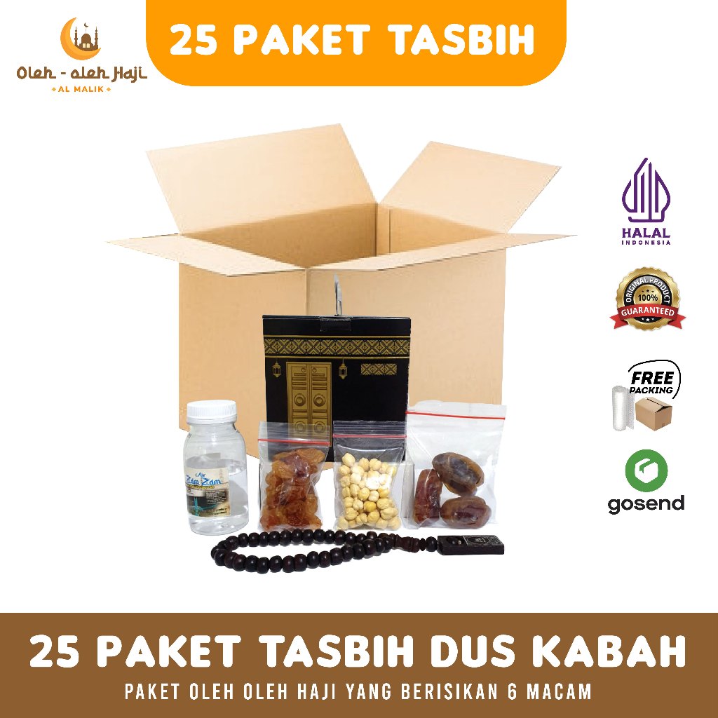 

paket oleh oleh haji dan umroh + tasbih kayu 25 pcs