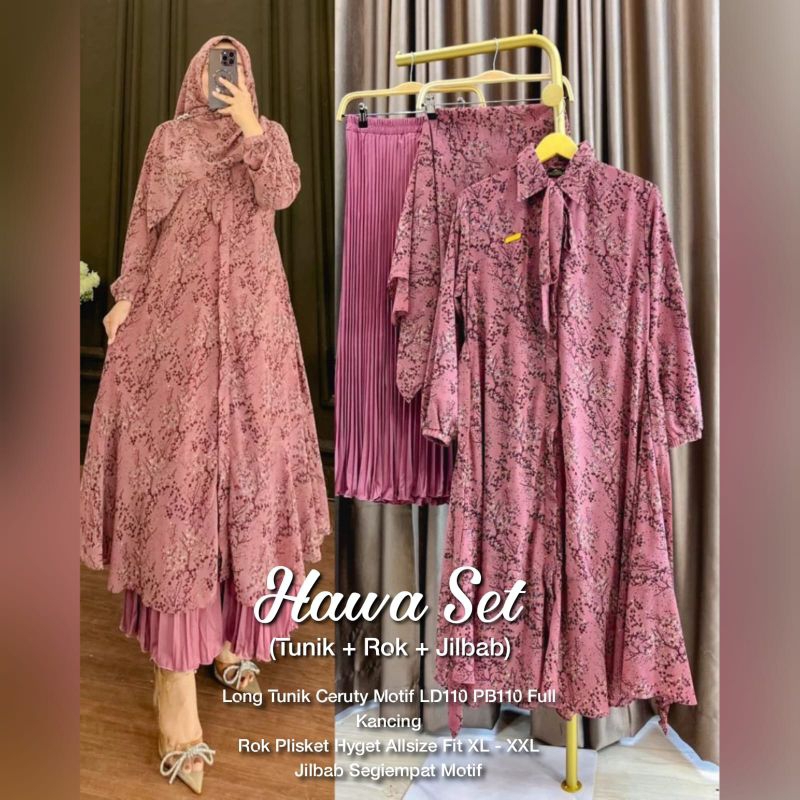 awa set /setelan rok plisket/set gamis / set rok