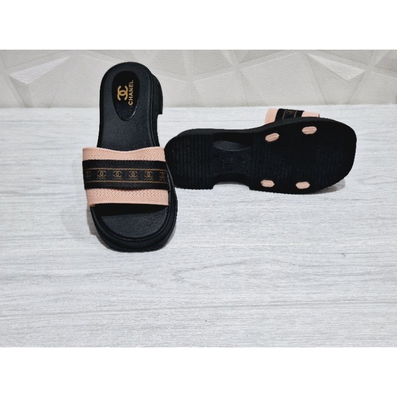 Sandal Slop Fashion Wanita Bahan Jelly Original Chanel