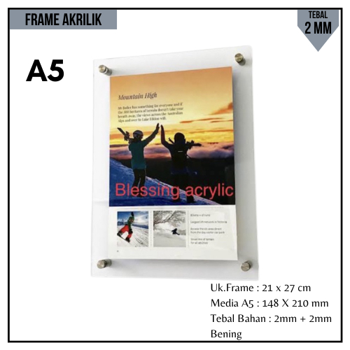 Frame Acrylic A5 2MM / Frame Akrilik A5 2MM / Frame Display A5 2MM / Poster Akrilik A5 2MM