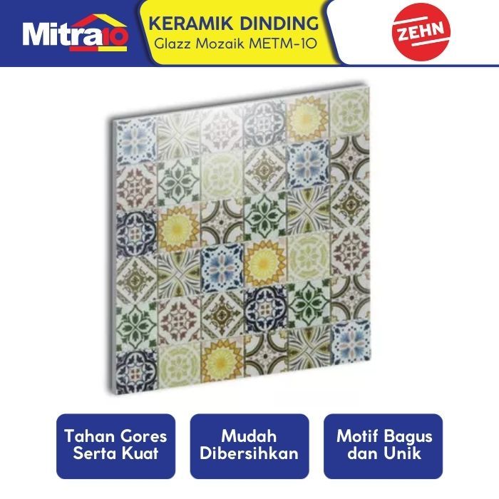Zehn Keramik Dinding Dapur Glass Mozaik METM-10 30x30 Cm Motif Bunga