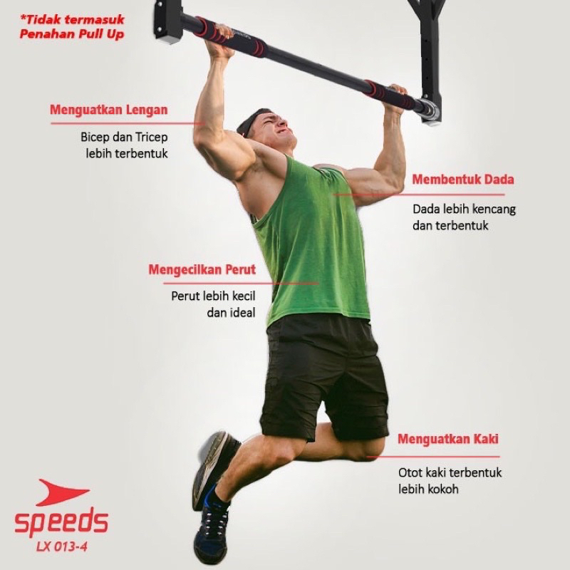 SPEEDS Pull Up Bar Adjustable 60-100 CM /Chin Up /Iron Gym Alat Fitness Di Rumah Doorway Door Bar 013-04