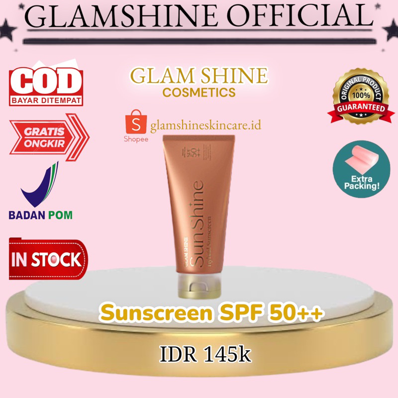 Glamshine Sunscreen spf 50++ sunscren sunscrin suncrine suncrin sunkrin sunblock sunblok pelindung w