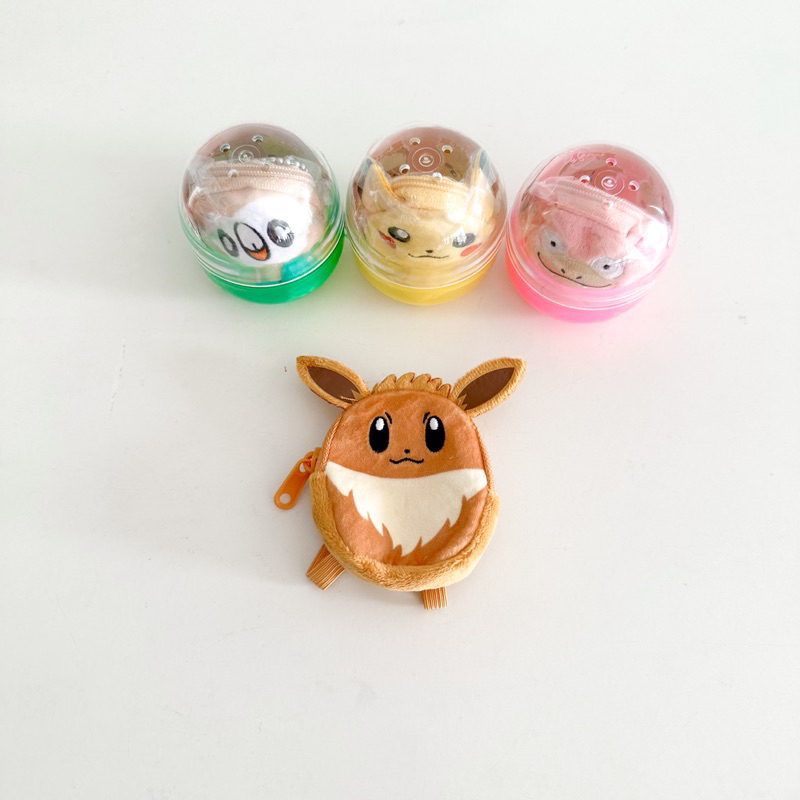 Pokemon Gacha Eevee Pikachu Slowpoke Rowlet Mini Bag Figure Capsule Toys Gashapon Gachapon Boneka