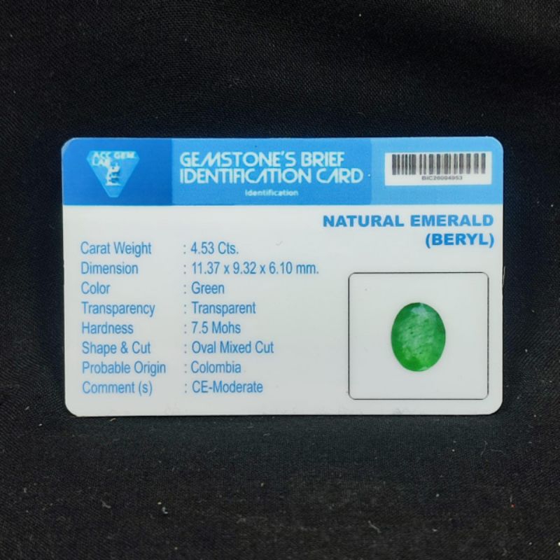 ZAMRUD COLOMBIA BERSERTIFIKAT LAB ASLI NATURAL