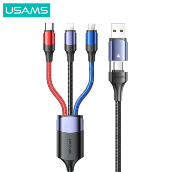 Jual USAMS U71 Kabel Charging USB  Type-C to Triple Head 3A Max Diskon