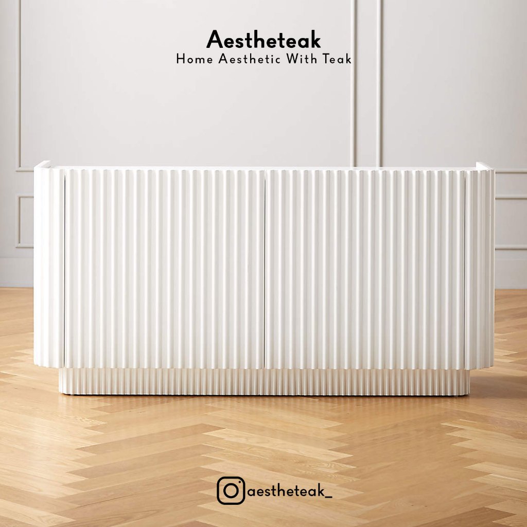Credenza / Kabinet / Bufet 2 Pintu Ruang Tamu Minimalis Moder Putih Duco